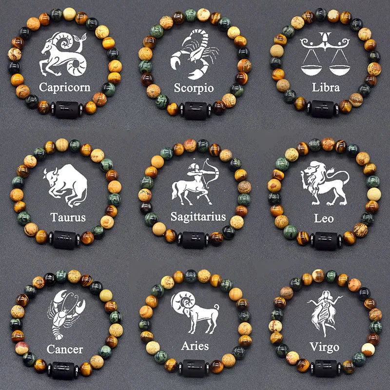 12 Constellation Signs Bracelet for Women Men 12 Zodiac Charm Bracelet Homme Capricorn Libra Leo Signs Jewelry on Hand Wholesale  (GoldenCity)