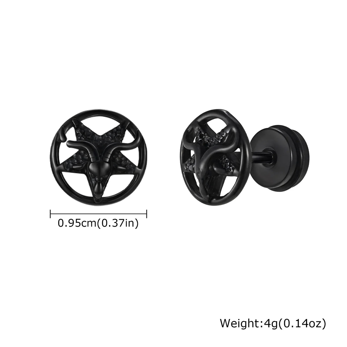 Gothic Devil Satanic Goat Satan Stud Earrings for Men Boys, Vintage Stainless Steel Star Demon Baphomet Earrings Jewelry  (GoldenCity)