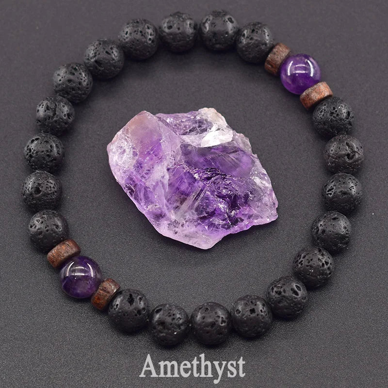 Lava Stone Men Bracelet Natural Labradorite Moonstone Bead Tibetan Buddha Bracelet Chakra Oil Diffuser Bracelet Men Jewelry  (GoldenCity)