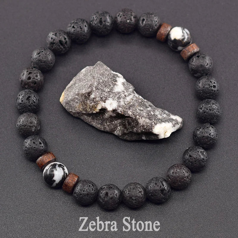 8mm Black Volcanic Beads Bracelet Men Natural Amehyst Crystal Bracelet for Women Body-Purfying Genuine Amethyst Natural Pulsera  (GoldenCity)