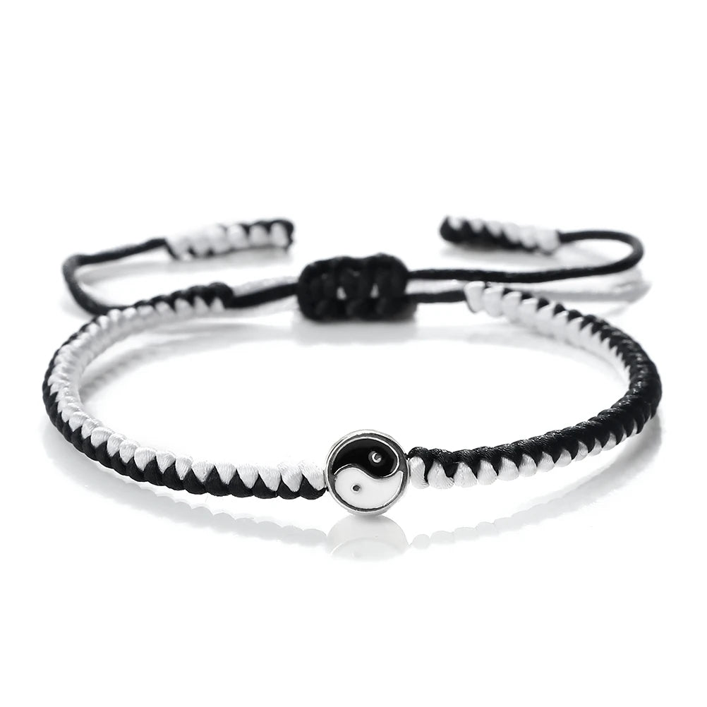 Mini Taichi Pendant Braided Bracelet Women Men Yinyang Balance Couple Bracelet&Bangles Chain Jewelry Vintage Pulsera Jewelry  (GoldenCity)