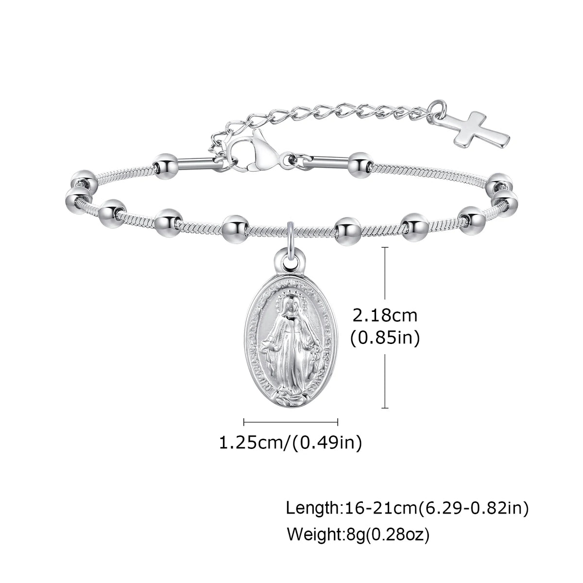 Rosary Bracelet for Women Girls, Gold Plated Stainless Steel Religious Cross and Virgin Mary Prayer Bracelets Gifts  (GoldenCity)