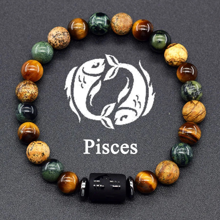 12 Zodiac Sign Bracelet Homme Constellation Bracelet for Men Aries Virgo Leo Libra Charm Bangle Women Friendship Jewelry on Hand  (GoldenCity)