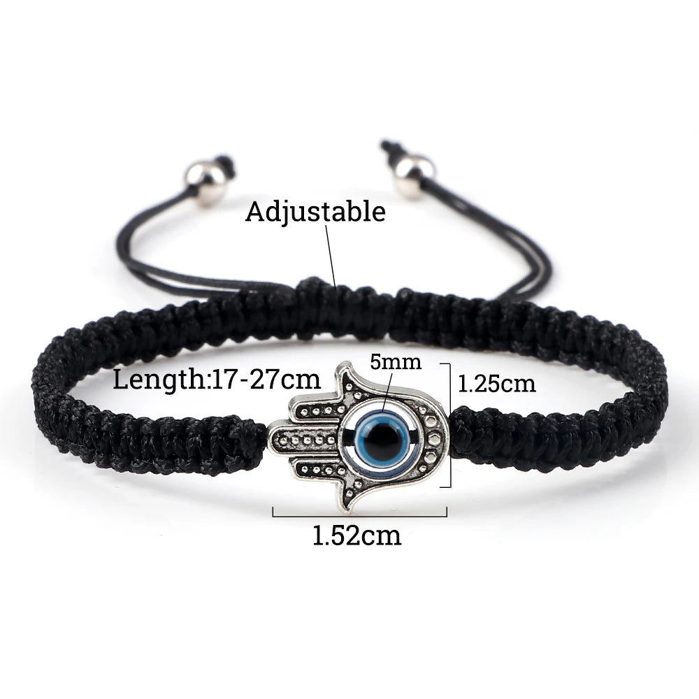 New Prayer Hand of Fatima Evil Eye Braided Bracelet Red Black Color Nylon Thread Lucky Couple Bracelet&Bangles Jewelry Men Women  (GoldenCity)