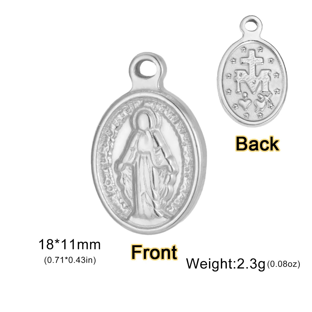 1pc Witch Knot Virgin Mary Stainless Steel Pendant Double Protection Amulet Necklace Bracelet Jewelry Making Accessories  (GoldenCity)