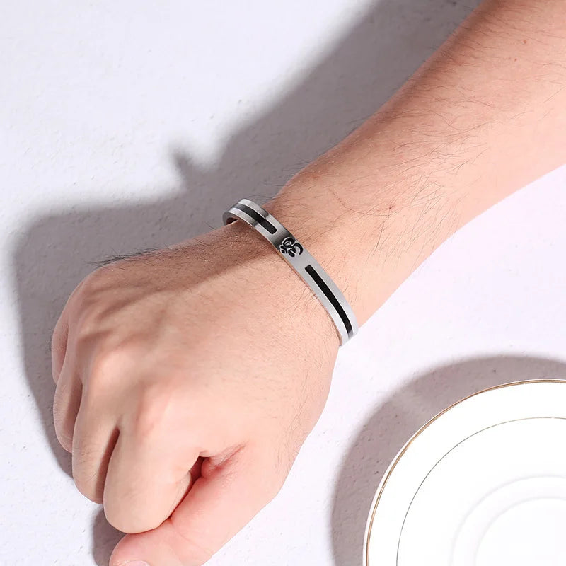 AUM OM Bangle Bracelet Men Women Stainless Steel Yoga Meditation Jewelry  (GoldenCity)