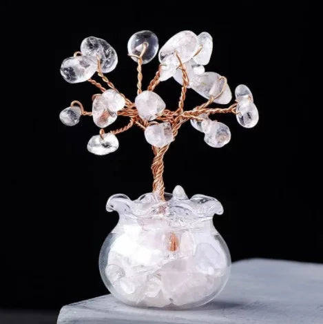 Natural Gemstone Mini Crystal Tree Bonsai Natural Stone Tabletop Decor,Home Office Luck Tree Home Ornaments  (GoldenCity)