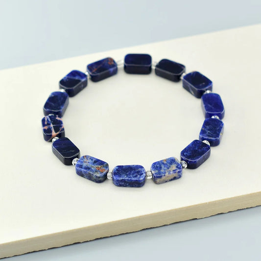 Natural Map Stone Beads Bracelet Men Women Regulate the Aura and Bring Good Luck Elastic Strand Jewelry for Kids Gift Wholesale  (GoldenCity)