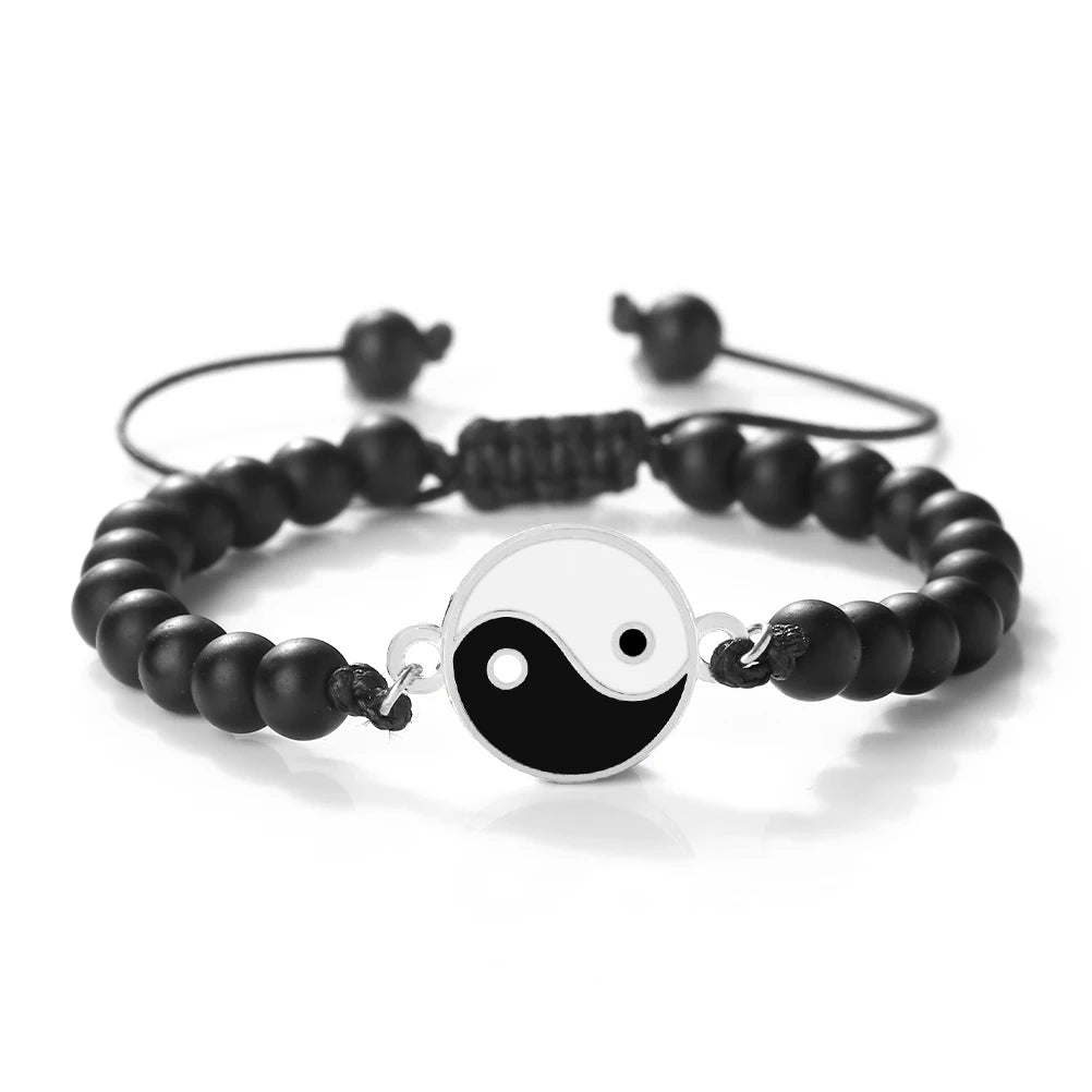 New 6mm Tiger Eye TaiChi Braided Bracelet Women Men YinYang Healing Couple Bangles Chain Adjustable Pulsera Jewelry Gift  (GoldenCity)