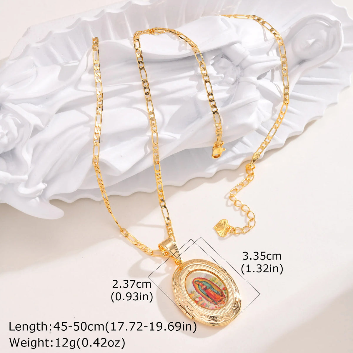 Dainty Virgin Mary Women Necklace Stainless Steel Chain Geometric Pendant Catholic Blessed Necklaces Religious Lucky Collar  (GoldenCity)