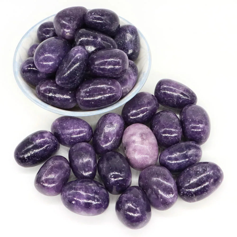Natural Tumbled Stones Lilac Lepidolite Healing Crystal Energy Minerals Specimen Meditation Gems Aquarium Tank Garden Home Decor  (GoldenCity)