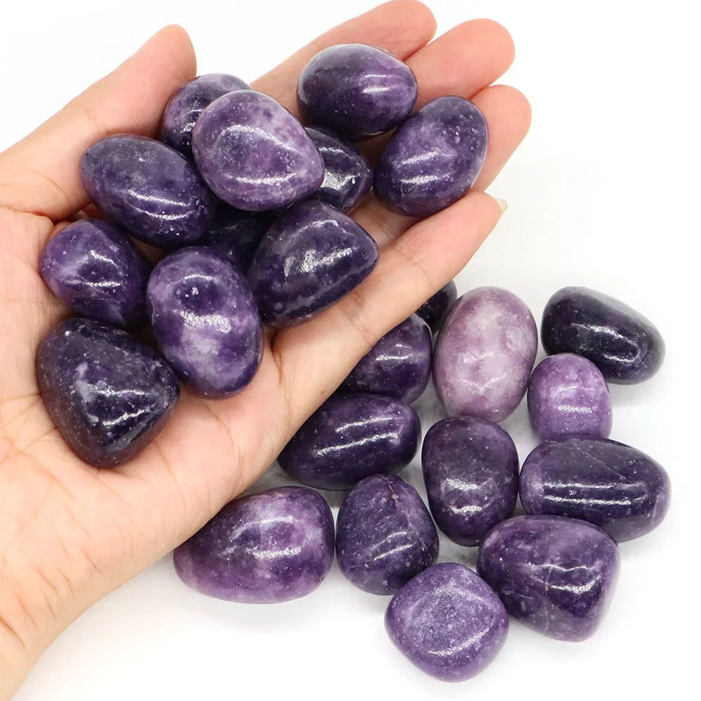 Natural Tumbled Stones Lilac Lepidolite Healing Crystal Energy Minerals Specimen Meditation Gems Aquarium Tank Garden Home Decor  (GoldenCity)