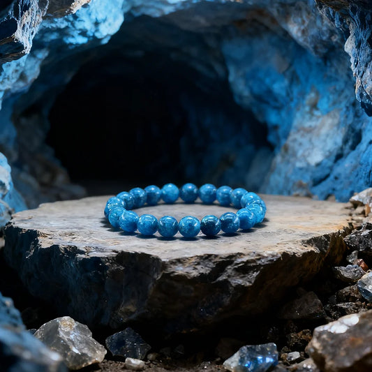 Original Reiki Blue Apatite Beads Bracelet Women Men Blood Circulation Stimulate Enthusiasm Health Care Jewelry Gift for Lover  (GoldenCity)