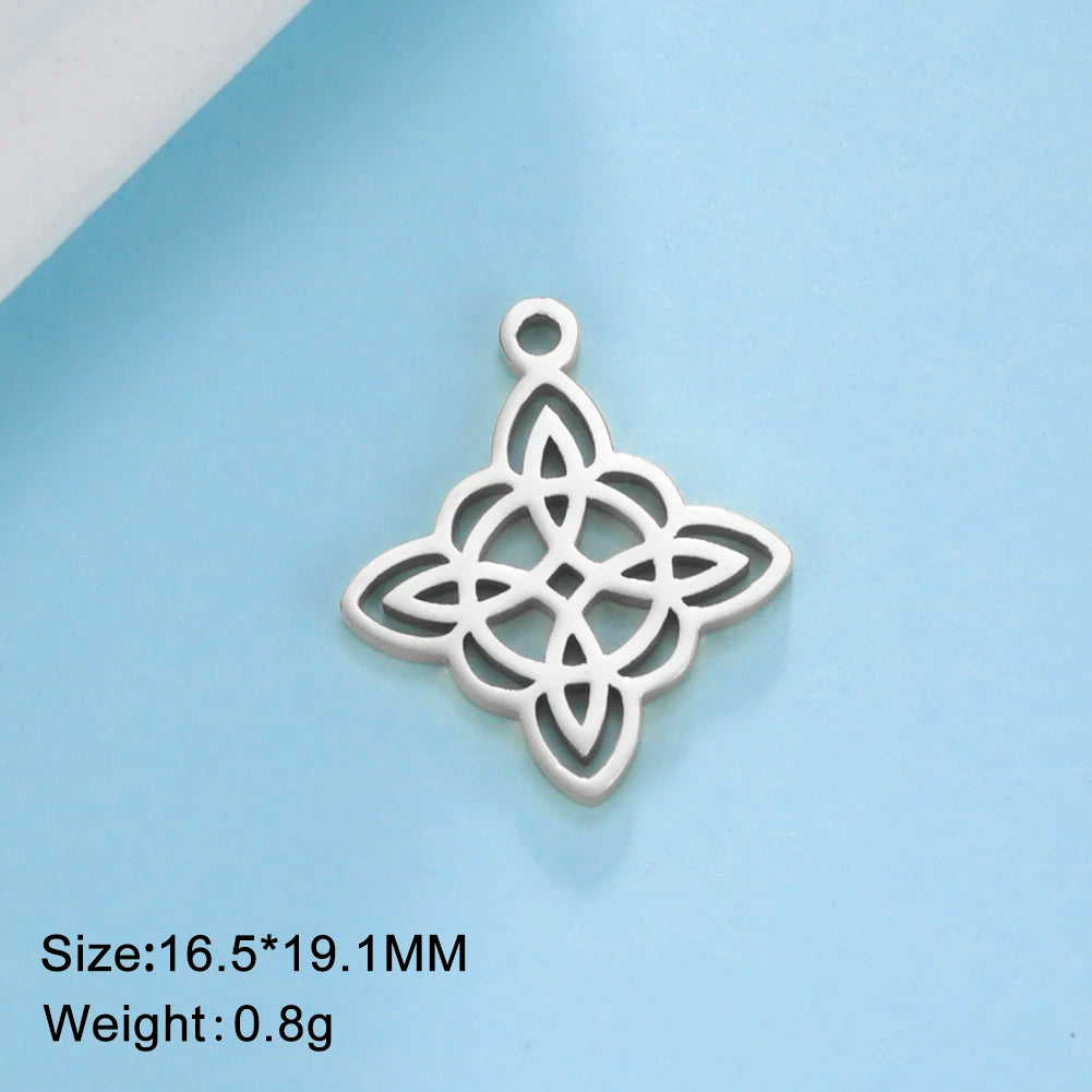 1pc Witch Knot Virgin Mary Stainless Steel Pendant Double Protection Amulet Necklace Bracelet Jewelry Making Accessories  (GoldenCity)