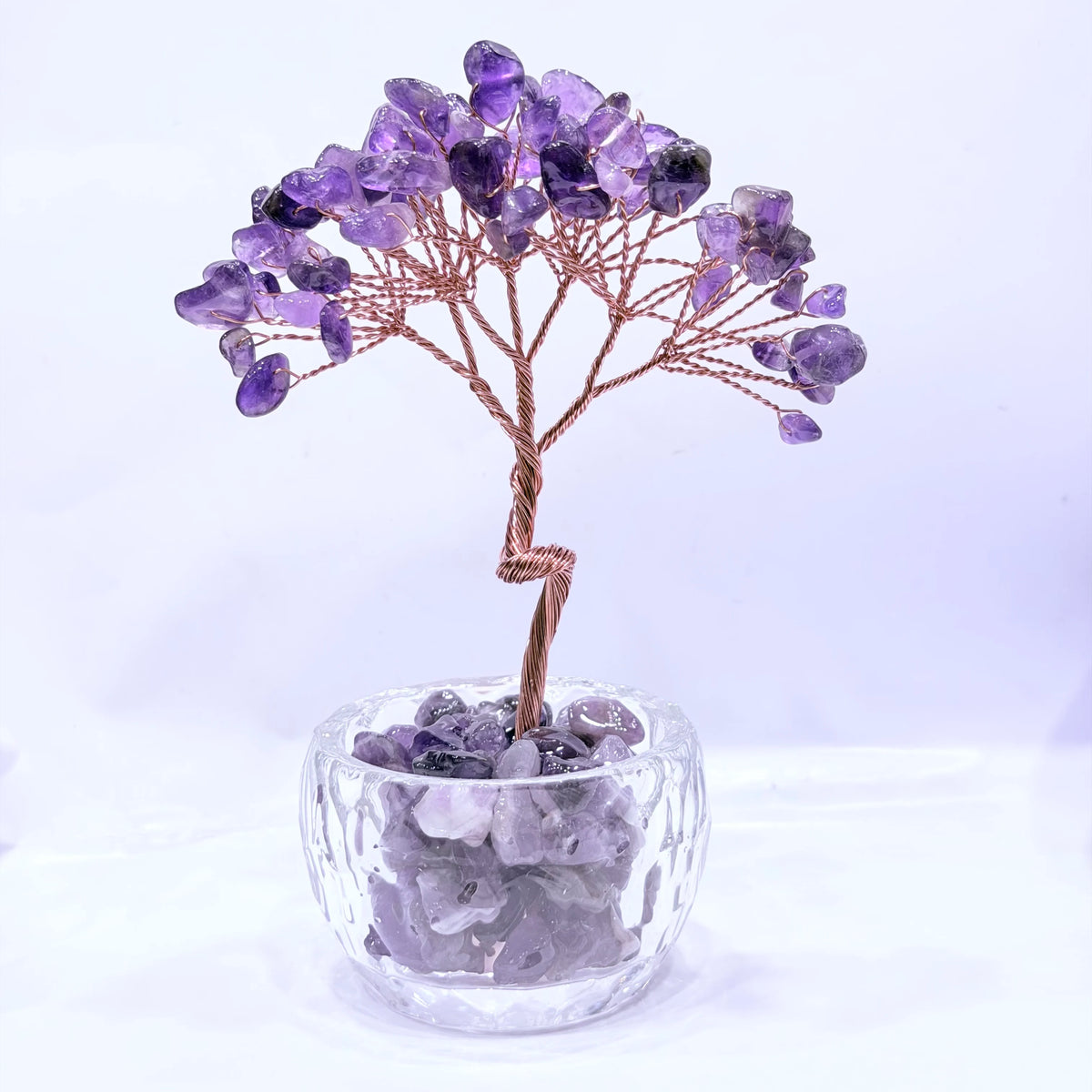 Natural Amethyst Healing Gems Feng Shui Trees Lucky Money Tree Copper Wire Wrapped Crystal Crafts Home Decor  (GoldenCity)