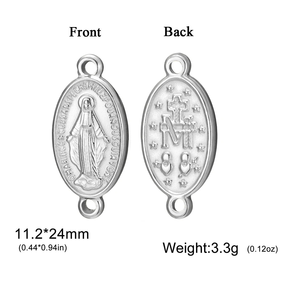 1pc Witch Knot Virgin Mary Stainless Steel Pendant Double Protection Amulet Necklace Bracelet Jewelry Making Accessories  (GoldenCity)