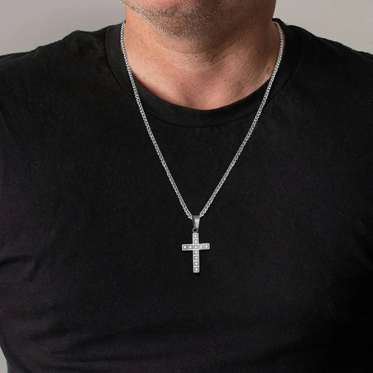 Faith Cross Pendant Necklaces for Men Women, Car Rear Mirror Decor Cross, Prayer Christian Necklaces Collar  (GoldenCity)