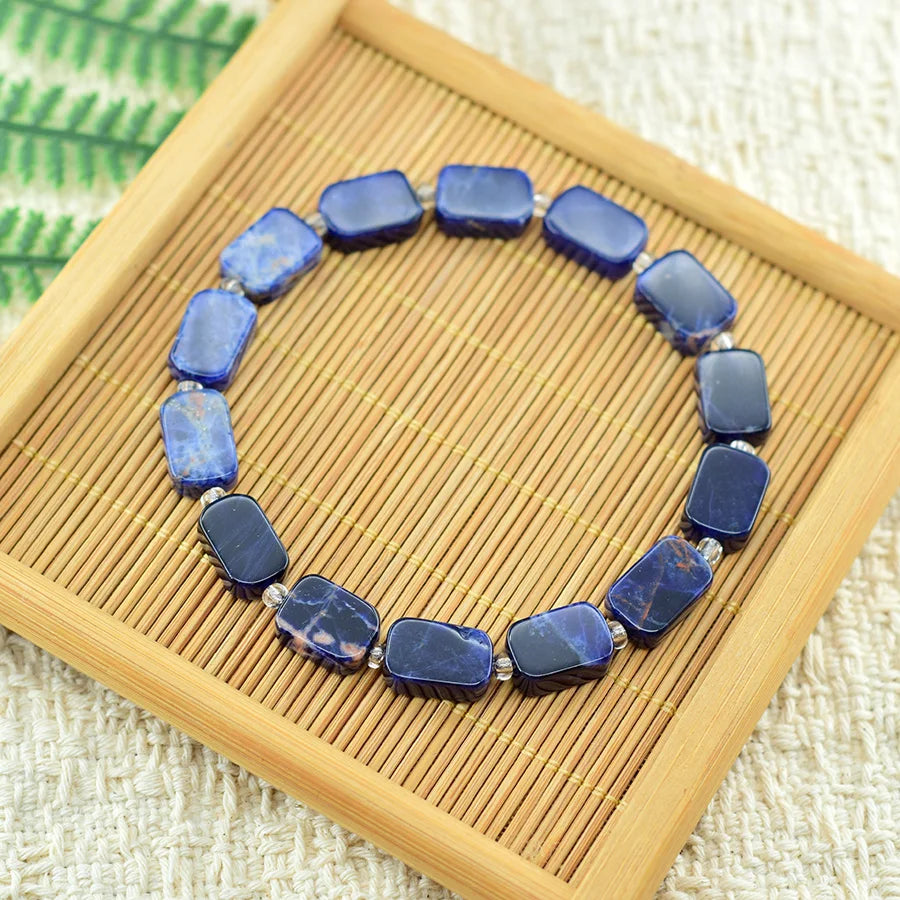 Natural Map Stone Beads Bracelet Men Women Regulate the Aura and Bring Good Luck Elastic Strand Jewelry for Kids Gift Wholesale  (GoldenCity)