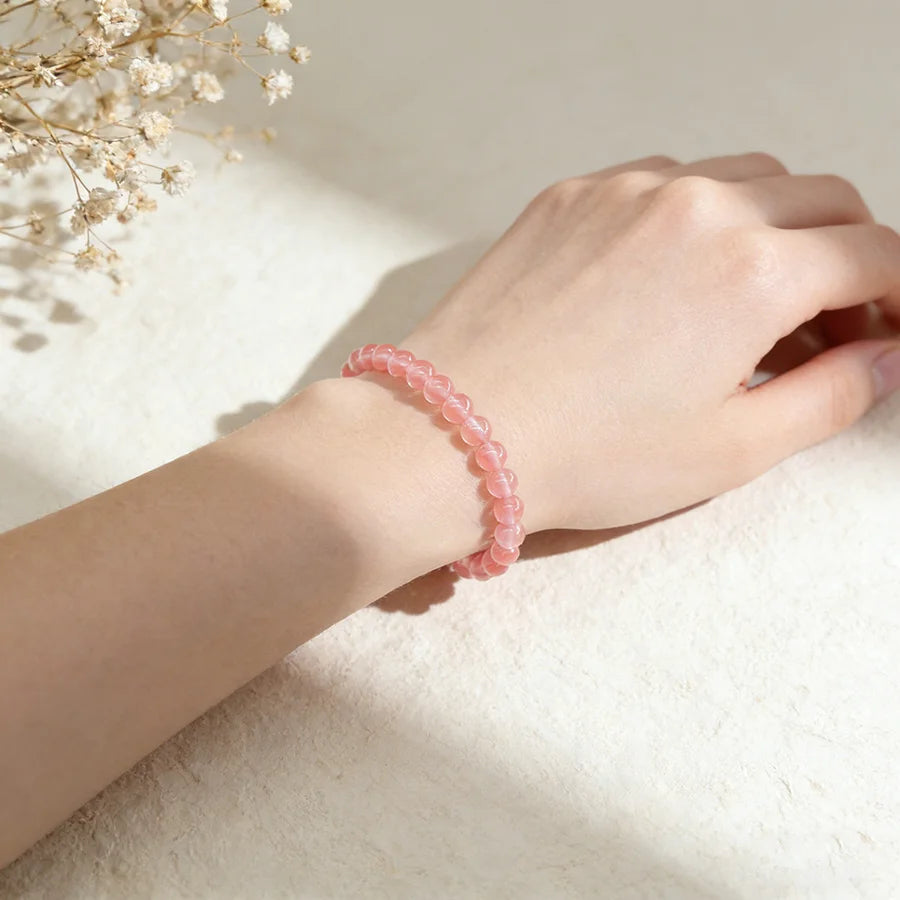 Fashion Natural Waterlemon Red Stone Round Beads Bracelets Amethyst Men and Women Charm Jewelry Healing Crystal Gemstone Bangle  (GoldenCity)