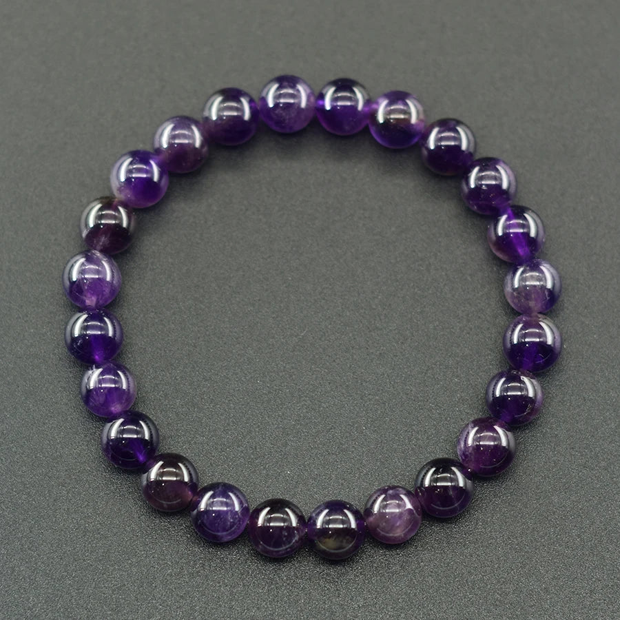 Natural Amethyst Quartz Crystal Bead Bracelet for Women Purifying Negative Energy Weight Loss Fatigue Pressure Yoga Jewelry  (GoldenCity)