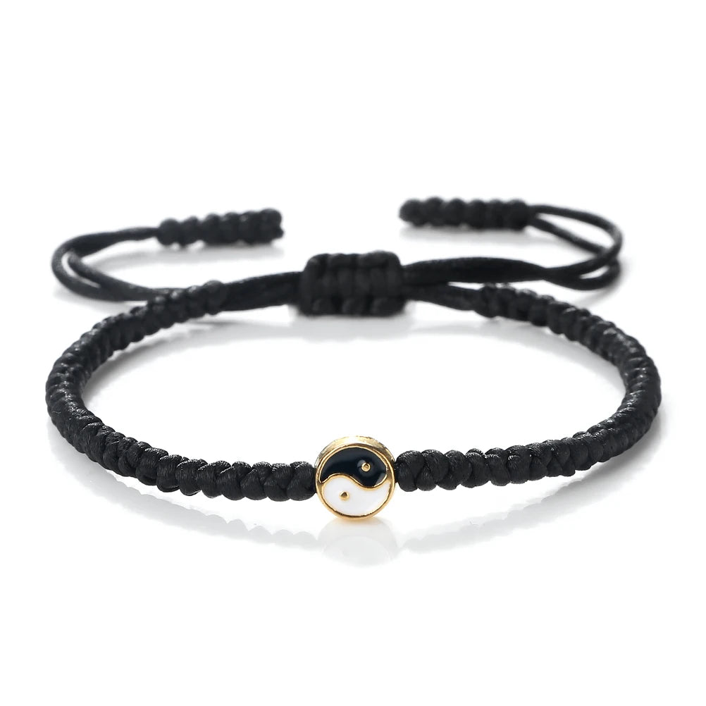Mini Taichi Pendant Braided Bracelet Women Men Yinyang Balance Couple Bracelet&Bangles Chain Jewelry Vintage Pulsera Jewelry  (GoldenCity)