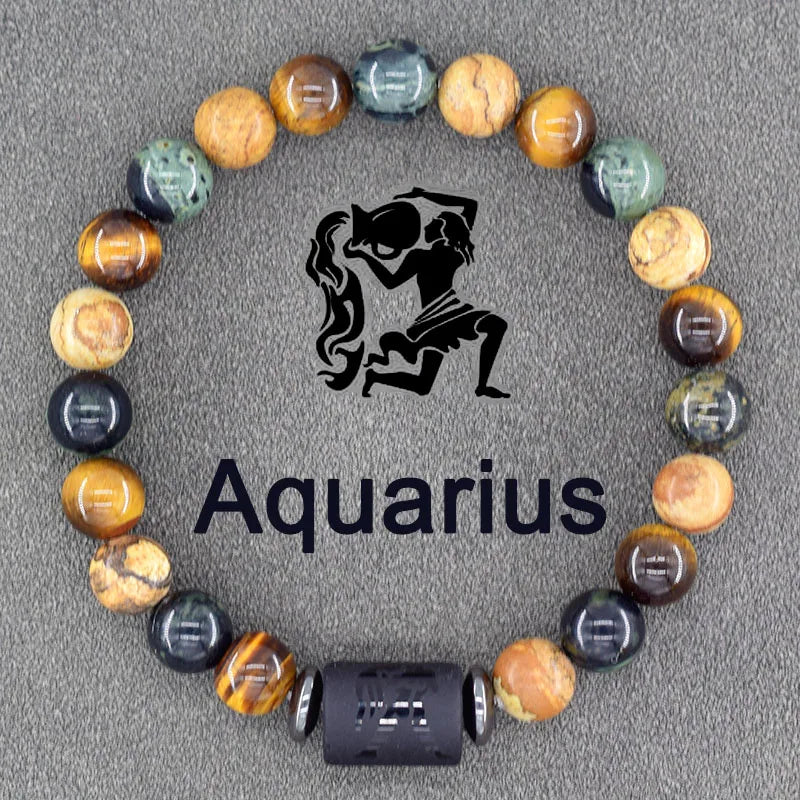 Zodiac Sign Bracelet Homme 12 Constellation Bangles Men Gemini Virgo Leo Libra Bracelet Women Friendship Gift Bracelet on Hand  (GoldenCity)