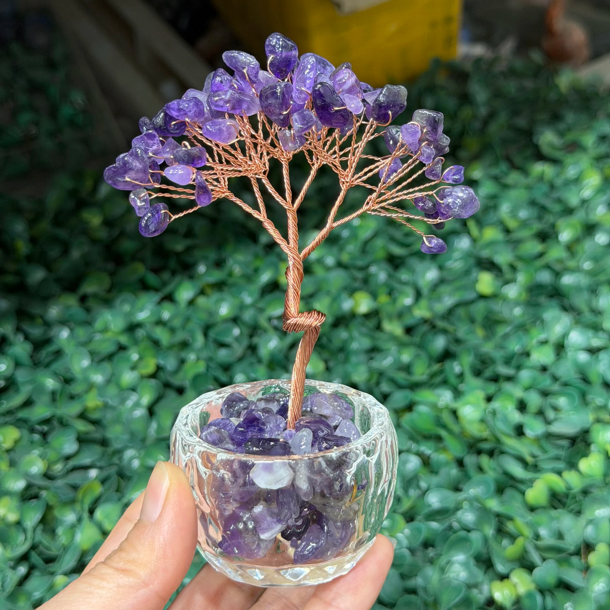 Natural Amethyst Healing Gems Feng Shui Trees Lucky Money Tree Copper Wire Wrapped Crystal Crafts Home Decor  (GoldenCity)