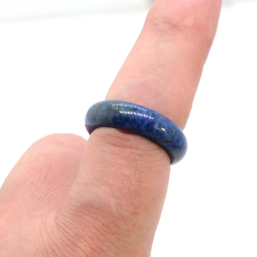 Naturtal Healing Crystal Stone Band Rings For Women Amethyst Rose Quartz Lapis Lazuli Labradorite Dainty Finger Ring Jewellery  (GoldenCity)