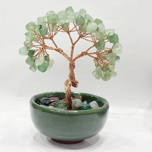 Green Aventurine Money Trees Natural Stone Healing Crystal Gemstone Crafts Feng Shui Home Decoration Lucky Gifts  (GoldenCity)