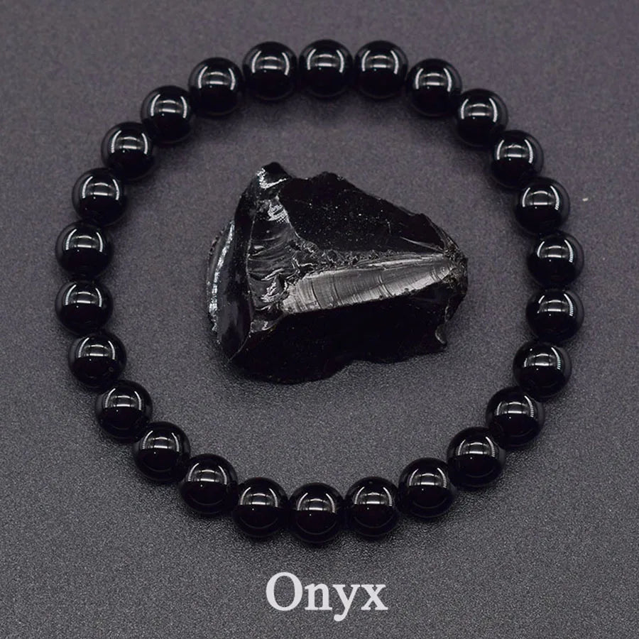 Irregular Black Obsidian Onyx Bracelet for Men Natural Shiny Black Obsidian Handmade Bangle Yoga Meditation Jewelry Wholesale  (GoldenCity)