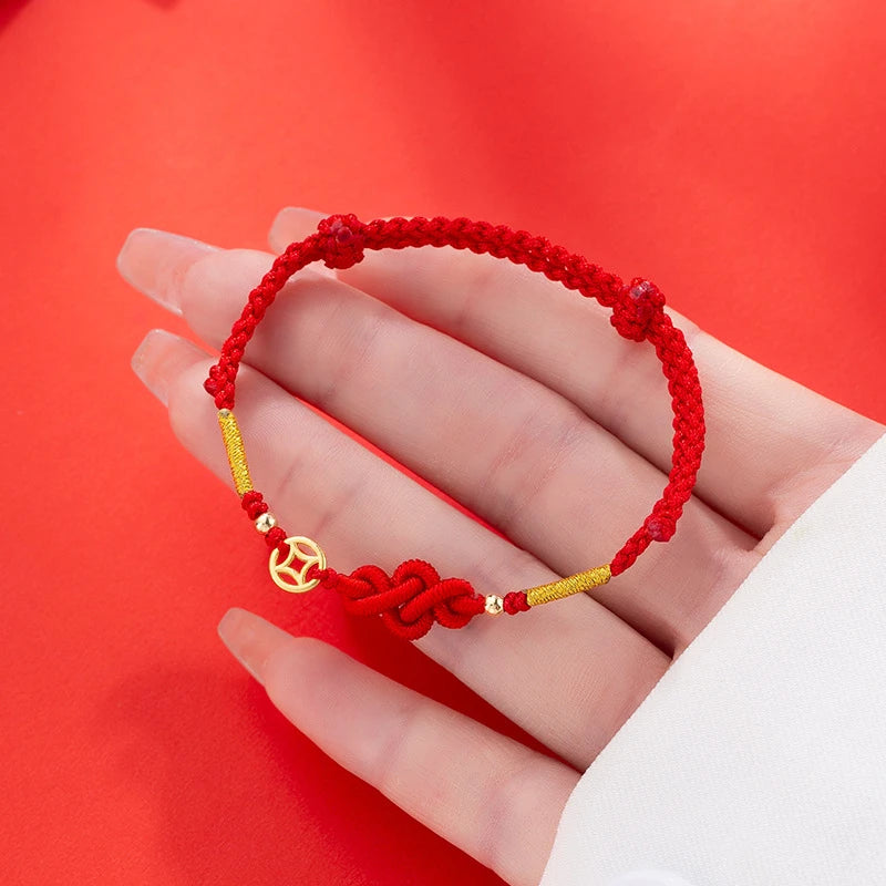 Fashion Simple Lucky Knot Red Rope Bracelets for Women Men Handmade String Adjustable Bracelet Friendship Amulet Jewelry Gift  (GoldenCity)