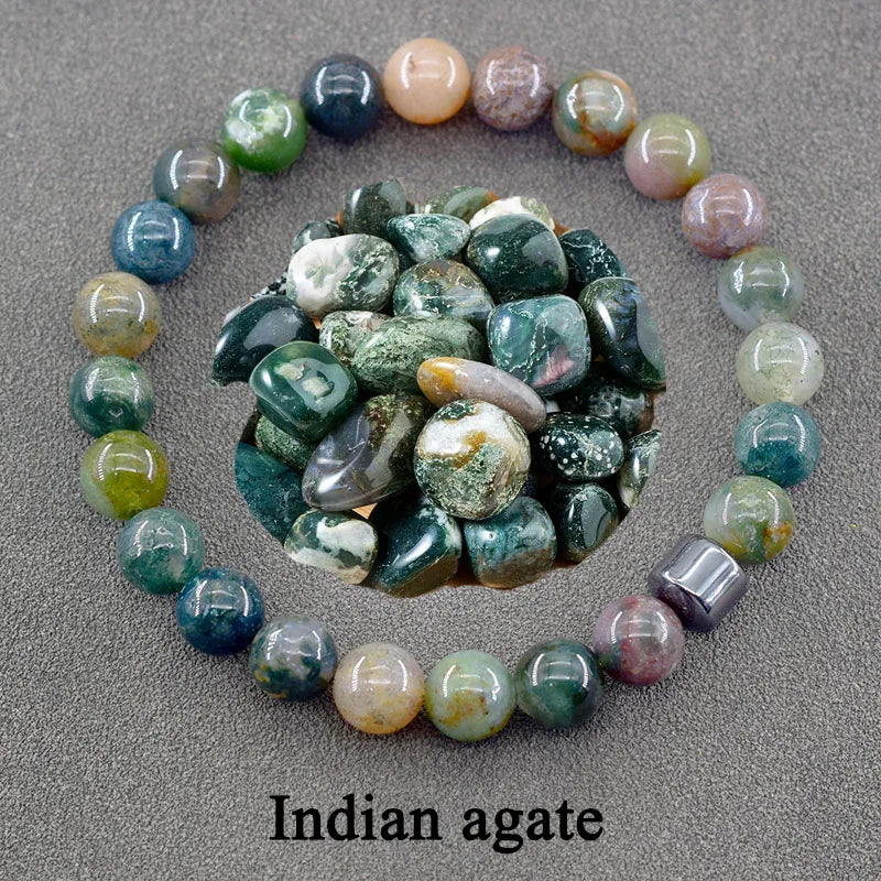 Genuine Natural Stone Bracelet Man Women Labradorite Red Tiger Eye Stone Bead Jewelry Hematite Cylinder Wristband Gift Wholesale  (GoldenCity)