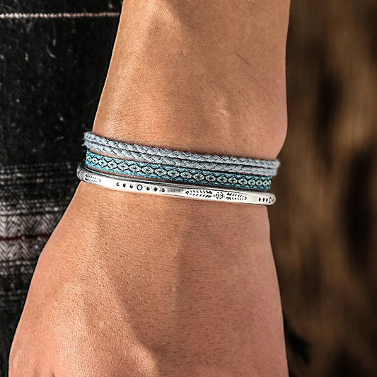 Lucky Woven Rope Handmade Bracelets For Women Men Simple 925 Tibetan Silver Bangle Adjustable 3PC Charm Bohemian Styles Gift  (GoldenCity)