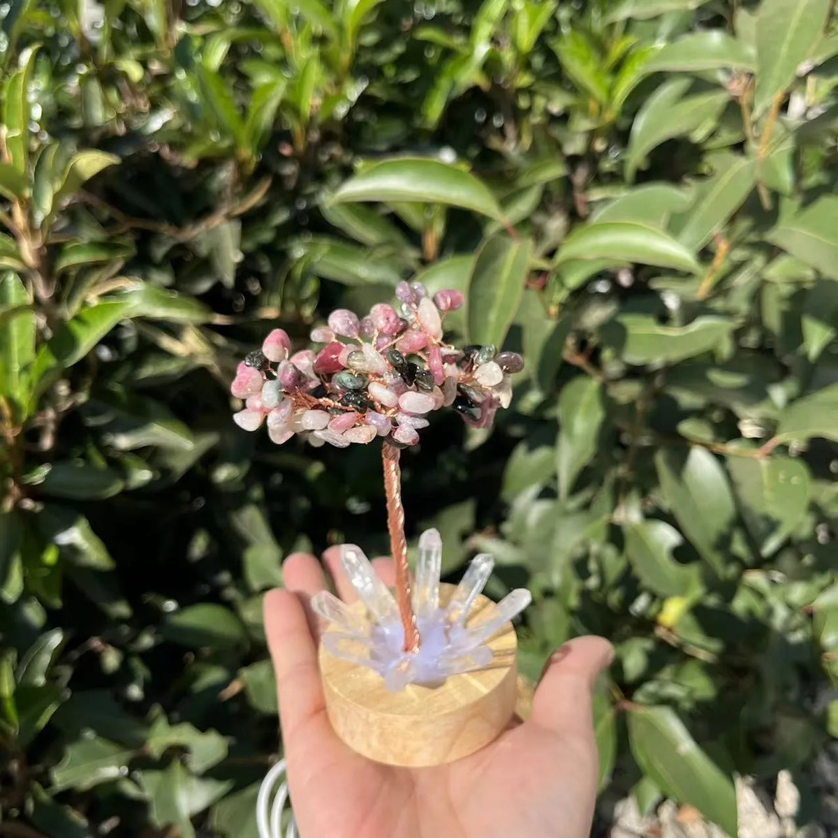 1pcs Crystal Money Tree Reiki Chakra Feng Shui Trees Decor Sparkling Crystal Tree Of Wealth With LED Base Crystal Birthday Gift  (GoldenCity)