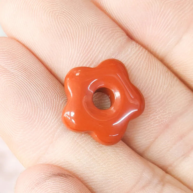 1pc Natural Stone Large Hole Beads Flower Shaped Jewelry Making DIY Necklace Bracelet Earings Accessories  (GoldenCity)