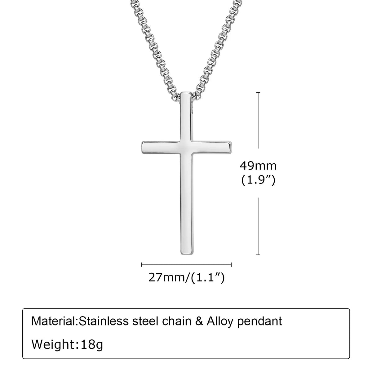 Unisex Box Chain Cross Necklaces, Men Women Stainless Steel Chain with Alloy Cross Pendant, Religious Faith Cross Necklace  (GoldenCity)