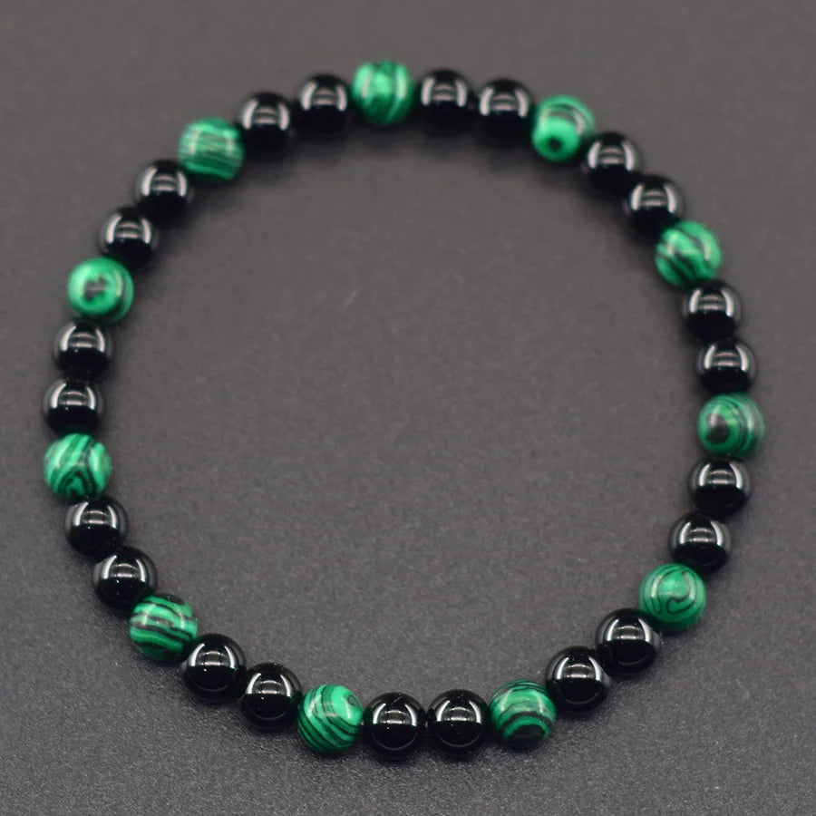 6mm Natural Green Malachite Stone Bracelet Women Black Tourmaline Beads Bracelet Meditation Jewelry 1 Dollar Items Free Shipping  (GoldenCity)