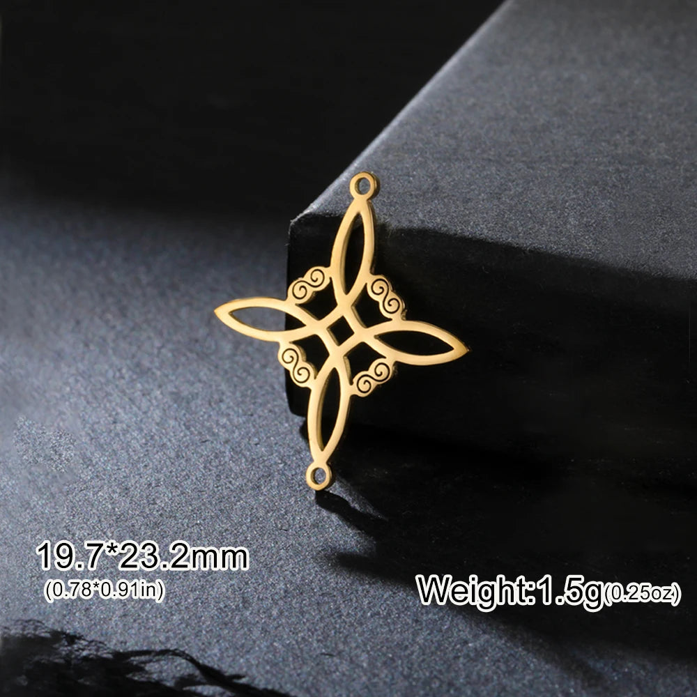 1pc Witch Knot Virgin Mary Stainless Steel Pendant Double Protection Amulet Necklace Bracelet Jewelry Making Accessories  (GoldenCity)
