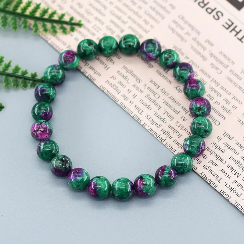 Original Natural Epidote Zoisite Stone Bead Bracelet Homme Made of Genuine Natural Stone Bracelet Energy Healing Yoga Meditation  (GoldenCity)