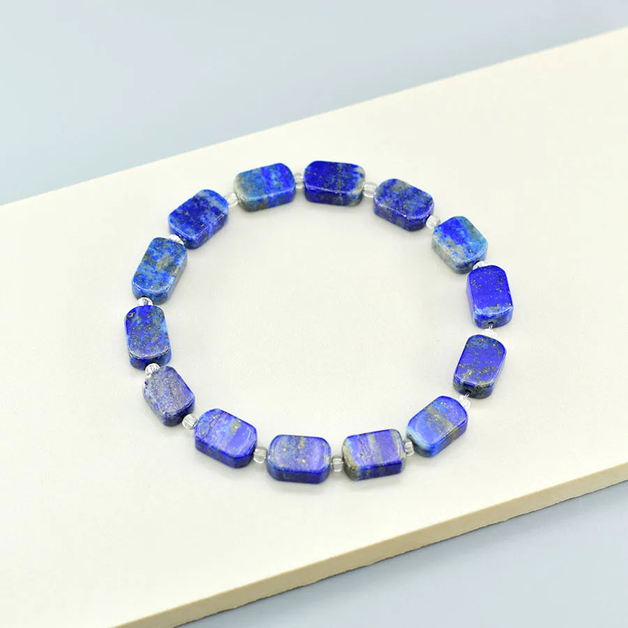 Natural Map Stone Beads Bracelet Men Women Regulate the Aura and Bring Good Luck Elastic Strand Jewelry for Kids Gift Wholesale  (GoldenCity)
