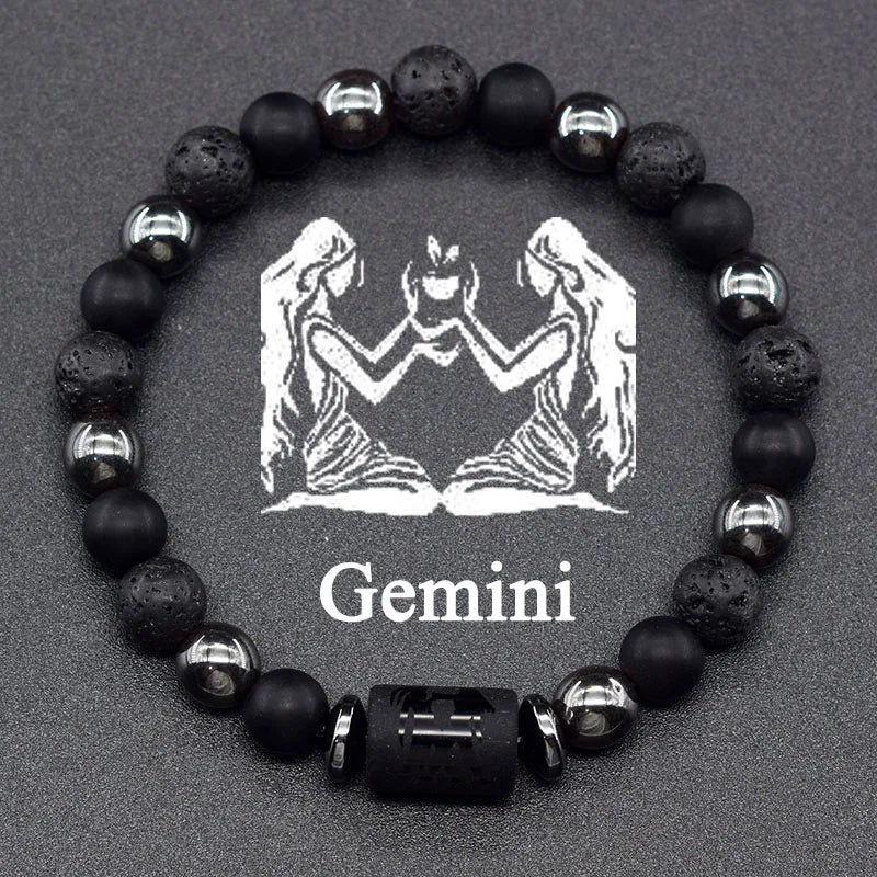 12 Zodiac Constellation Signs Bracelets for Men Women Real Natural Tiger Eye Sparrow Picture Stone Bead Bracelet Leo Taurus Gift  (GoldenCity)