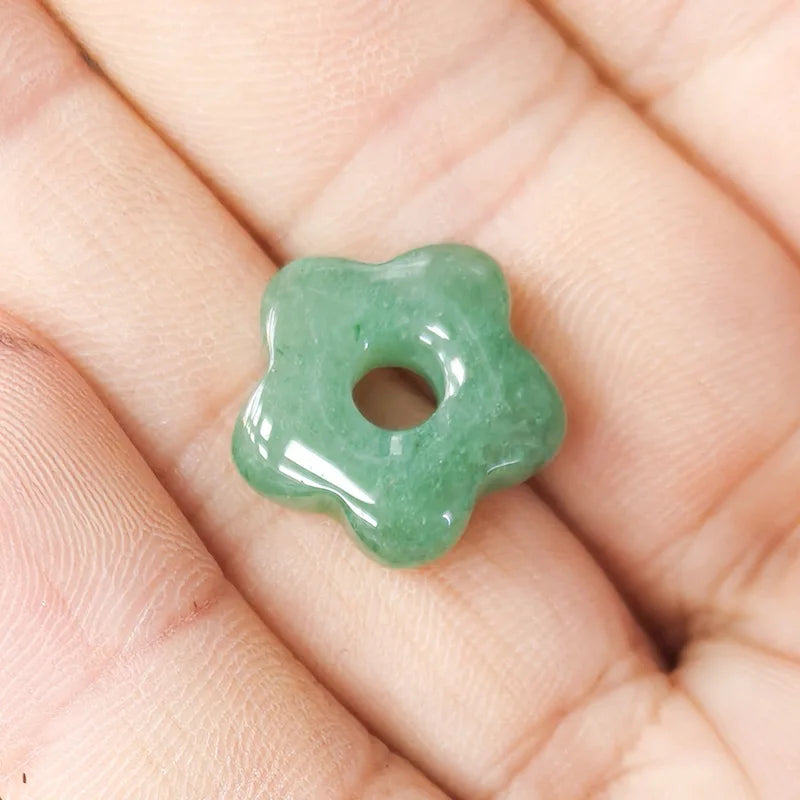 1pc Natural Stone Large Hole Beads Flower Shaped Jewelry Making DIY Necklace Bracelet Earings Accessories  (GoldenCity)