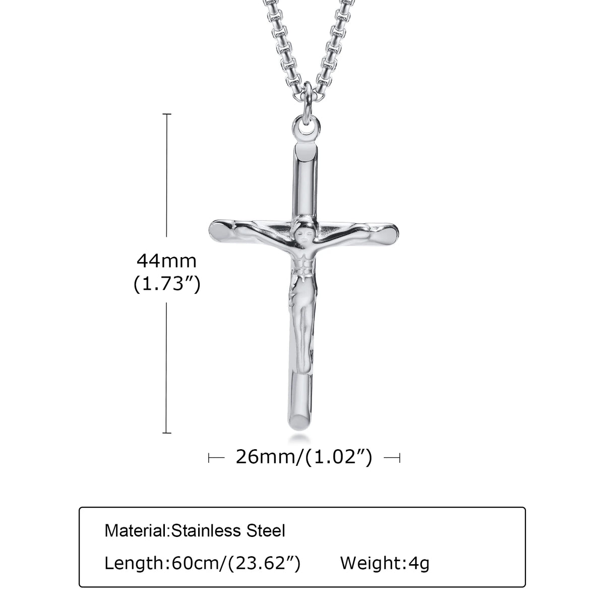 Stainless Steel Catholic Jesus Christ Cross Crucifix Pendant Necklace for Men Women Religious Prayer Jewelry  (GoldenCity)