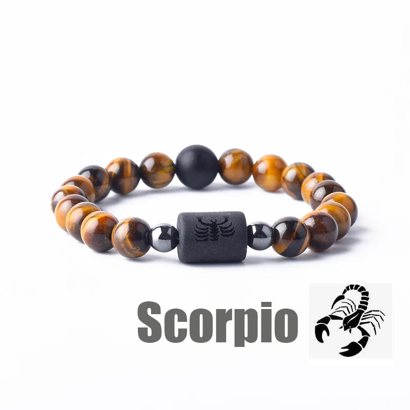 Zodiac Sign Bracelet Homme 12 Constellation Bangles Men Gemini Virgo Leo Libra Bracelet Women Friendship Gift Bracelet on Hand  (GoldenCity)