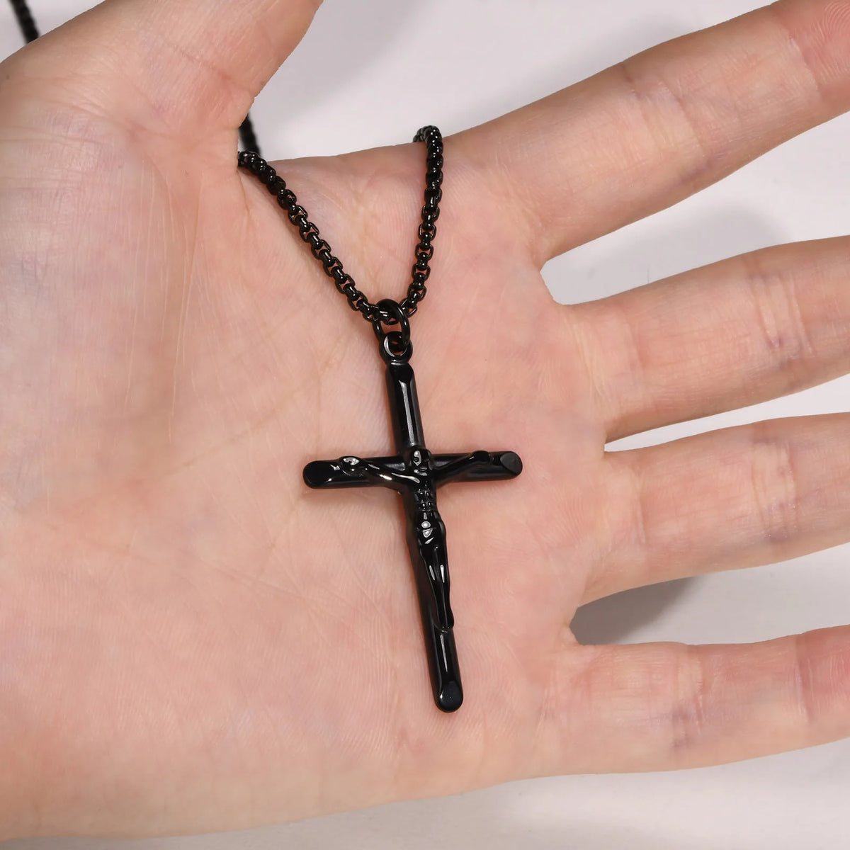 Stainless Steel Catholic Jesus Christ Cross Crucifix Pendant Necklace for Men Women Religious Prayer Jewelry  (GoldenCity)