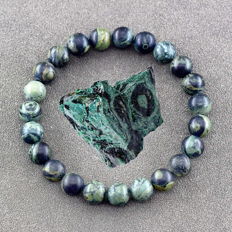 Handmade Real Natural Stone African Stone Beads Bracelet Men Yoga Mala Jewelry Green Moss Agates Beaded Bracelet Gift Wholesale  (GoldenCity)