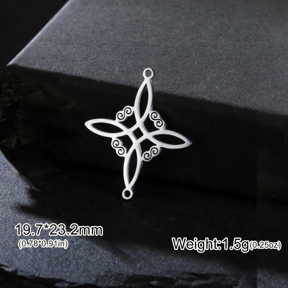 1pc Witch Knot Virgin Mary Stainless Steel Pendant Double Protection Amulet Necklace Bracelet Jewelry Making Accessories  (GoldenCity)