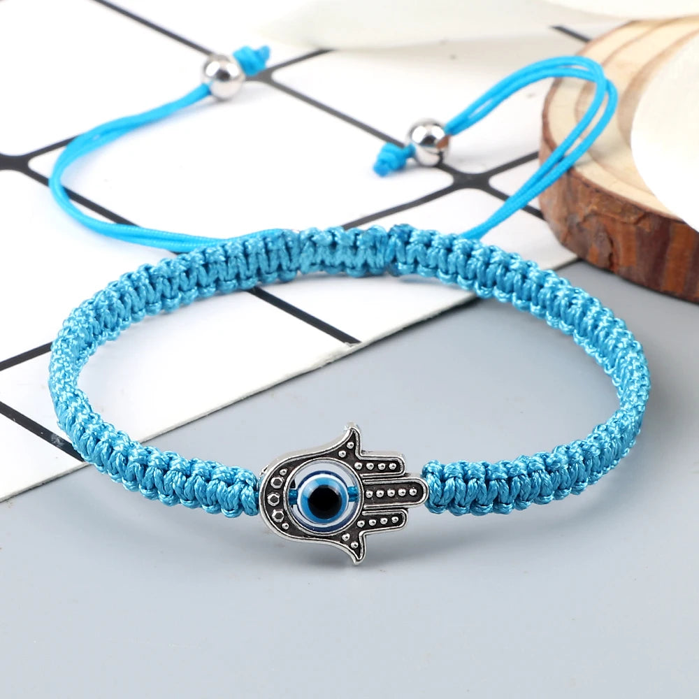 New Prayer Hand of Fatima Evil Eye Braided Bracelet Red Black Color Nylon Thread Lucky Couple Bracelet&Bangles Jewelry Men Women  (GoldenCity)