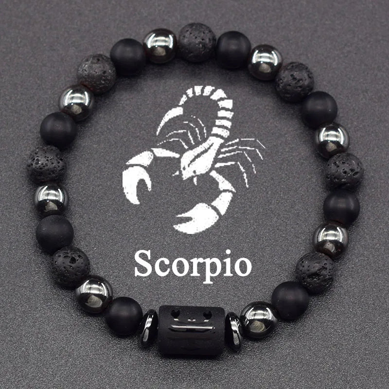 12 Zodiac Constellation Signs Bracelets for Men Women Real Natural Tiger Eye Sparrow Picture Stone Bead Bracelet Leo Taurus Gift  (GoldenCity)