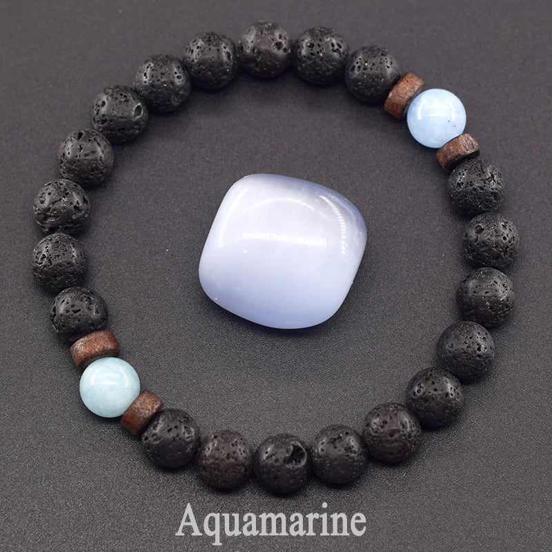 Yellow Grass Turquoises Natural Beads Bracelet Women Wooden Accessories Volcanic Lava Beads Elastic Rope Bangles Friendship Gift  (GoldenCity)